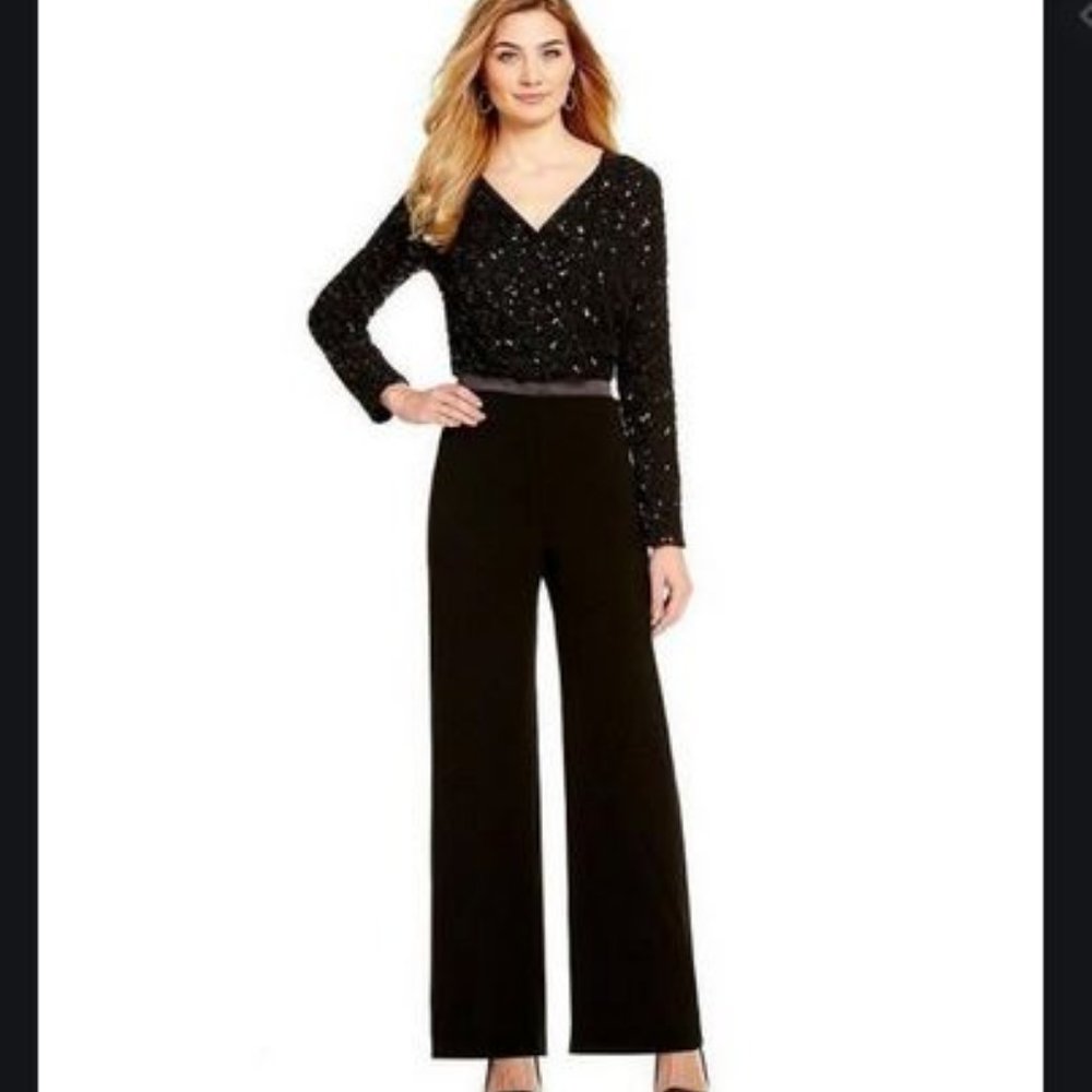 Gibson Latimer Black Jumpsuit Sequin 14 Gatsby